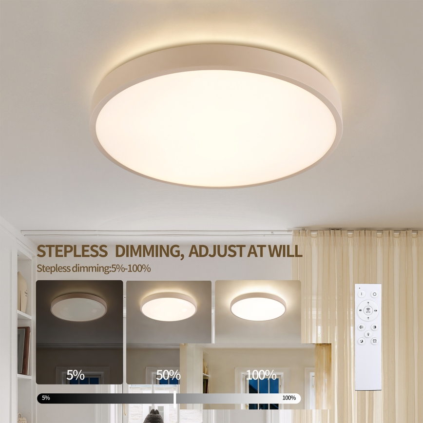 Brilagi - LED dimbare plafondlamp GLASS POOL DOUBLE LED/48W/230V 3000-6000K 40 cm beige + afstandsbediening