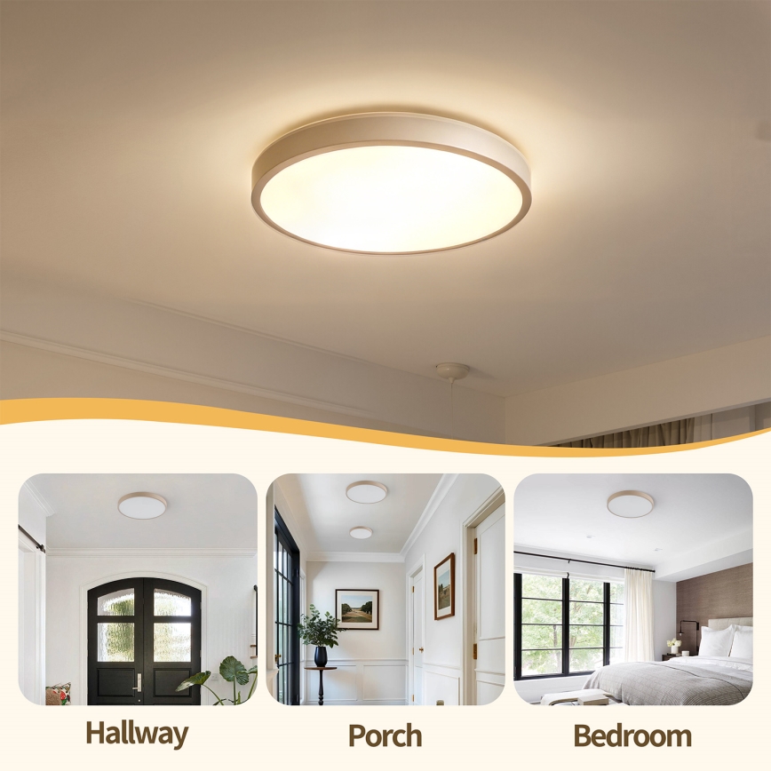Brilagi - LED dimbare plafondlamp GLASS POOL DOUBLE LED/48W/230V 3000-6000K 40 cm beige + afstandsbediening