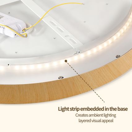 Brilagi - Dimbare LED-plafondlamp GLASS POOL DOUBLE LED/48W/230V 3000-6000K 40 cm houtdecor + afstandsbediening