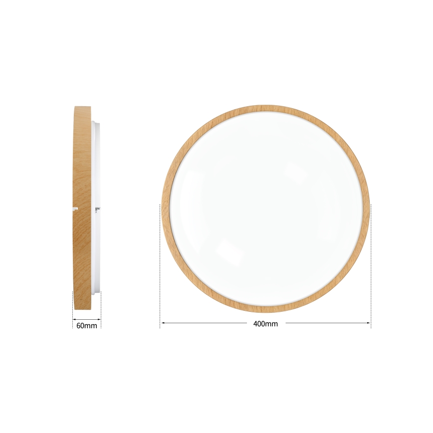 Brilagi - Dimbare LED-plafondlamp GLASS POOL DOUBLE LED/48W/230V 3000-6000K 40 cm houtdecor + afstandsbediening