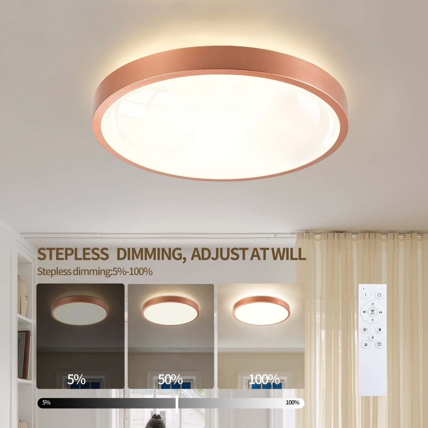 BRILAGI - LED-dimbare plafondlamp GLASS POOL DOUBLE LED/48W/230V Ø 40 cm koperkleurig + afstandsbediening
