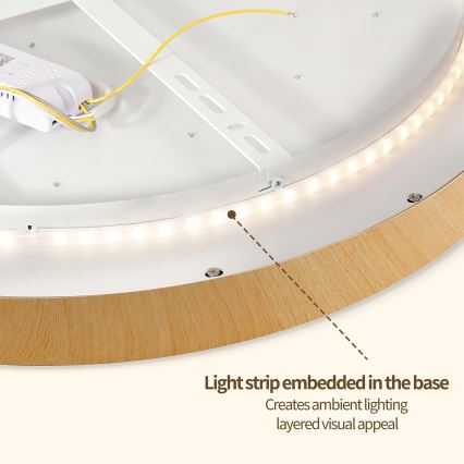 Brilagi - Dimbare LED-plafondlamp GLASS POOL DOUBLE LED/60W/230V 3000-6000K 50 cm houtdecor + afstandsbediening