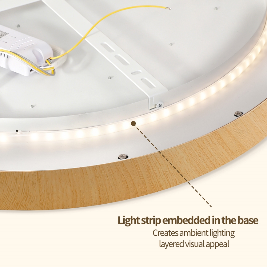 Brilagi - Dimbare LED-plafondlamp GLASS POOL DOUBLE LED/60W/230V 3000-6000K 50 cm houtdecor + afstandsbediening