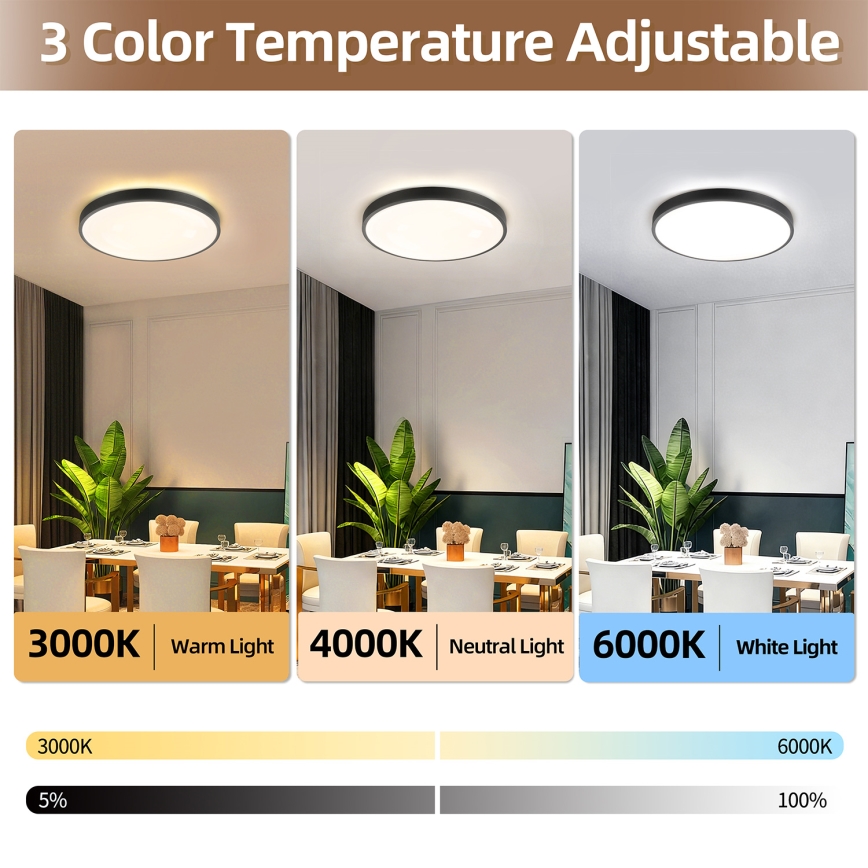 Brilagi - Dimbare LED-plafondlamp GLASS POOL DOUBLE LED/60W/230V 3000-6000K 50 cm zwart + afstandsbediening