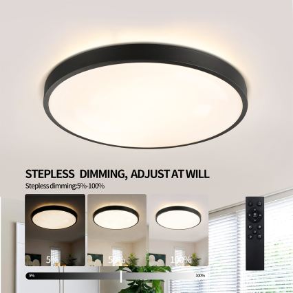 Brilagi - Dimbare LED-plafondlamp GLASS POOL DOUBLE LED/60W/230V 3000-6000K 50 cm zwart + afstandsbediening