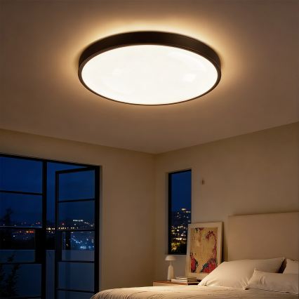 Brilagi - Dimbare LED-plafondlamp GLASS POOL DOUBLE LED/60W/230V 3000-6000K 50 cm zwart + afstandsbediening