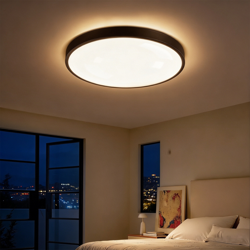 Brilagi - Dimbare LED-plafondlamp GLASS POOL DOUBLE LED/60W/230V 3000-6000K 50 cm zwart + afstandsbediening