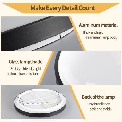 Brilagi - Dimbare LED-plafondlamp GLASS POOL DOUBLE LED/60W/230V 3000-6000K 50 cm zwart + afstandsbediening