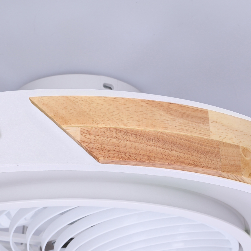 Brilagi - Dimbare LED-plafondlamp met ventilator LED/30W/230V 3000-6500K Ø 50 cm wit/eiken + afstandsbediening