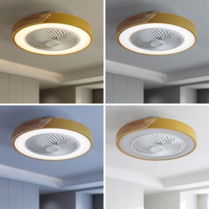 Brilagi - dimbare LED-plafondlamp met ventilator LED/38W/230V 3000–6500K Ø 50 cm goud/eiken + afstandsbediening