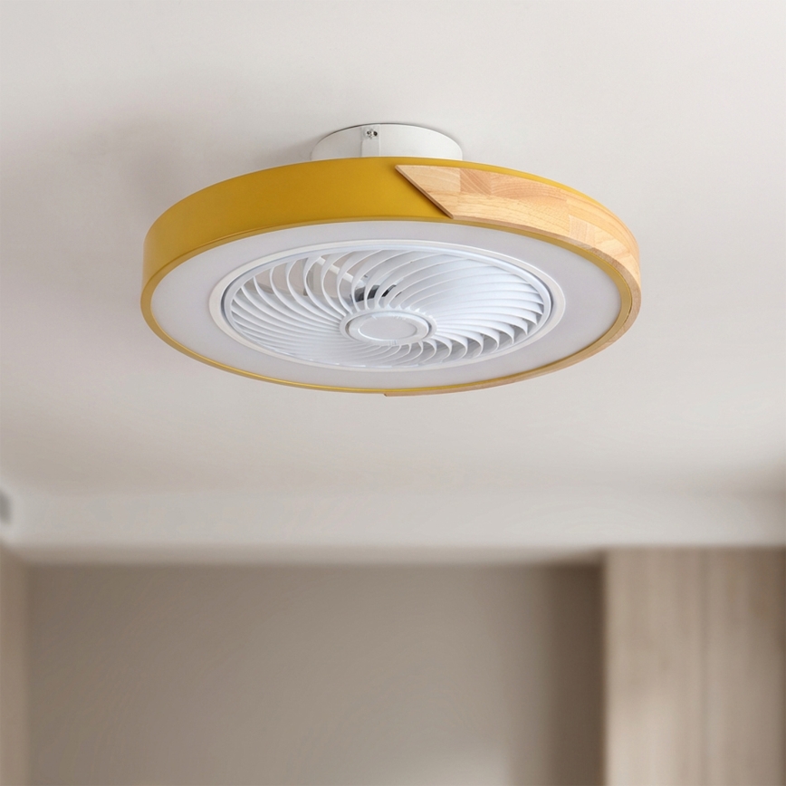 Brilagi - dimbare LED-plafondlamp met ventilator LED/38W/230V 3000–6500K Ø 50 cm goud/eiken + afstandsbediening