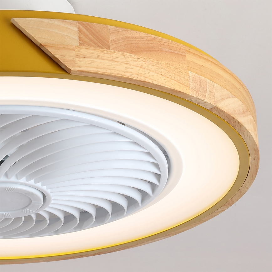 Brilagi - dimbare LED-plafondlamp met ventilator LED/38W/230V 3000–6500K Ø 50 cm goud/eiken + afstandsbediening