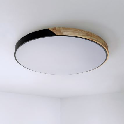 Brilagi - LED-dimbare plafondlamp PILANA LED/72W/230V 3000-6500K eik/zwart Ø 80 cm + afstandsbediening