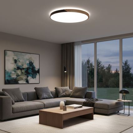 Brilagi - LED-dimbare plafondlamp PILANA LED/72W/230V 3000-6500K eik/zwart Ø 80 cm + afstandsbediening