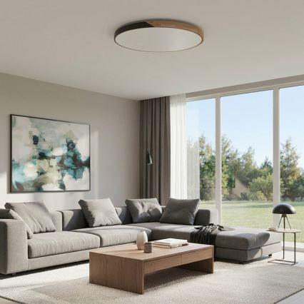 Brilagi - LED-dimbare plafondlamp PILANA LED/72W/230V 3000-6500K eik/zwart Ø 80 cm + afstandsbediening