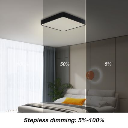 Brilagi - LED dimbare plafondlamp POOL LED/36W/230V 3000-6000K 40x40 cm zwart + afstandsbediening
