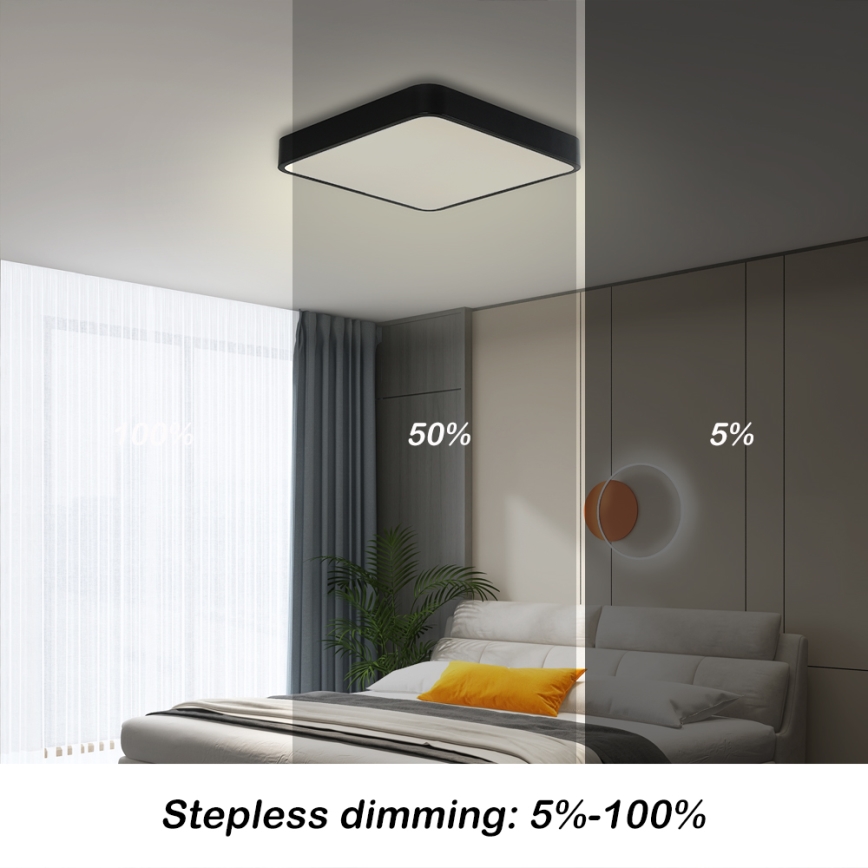 Brilagi - LED dimbare plafondlamp POOL LED/36W/230V 3000-6000K 40x40 cm zwart + afstandsbediening
