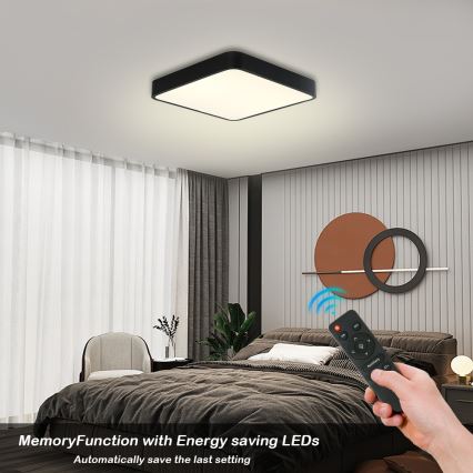 Brilagi - LED dimbare plafondlamp POOL LED/36W/230V 3000-6000K 40x40 cm zwart + afstandsbediening