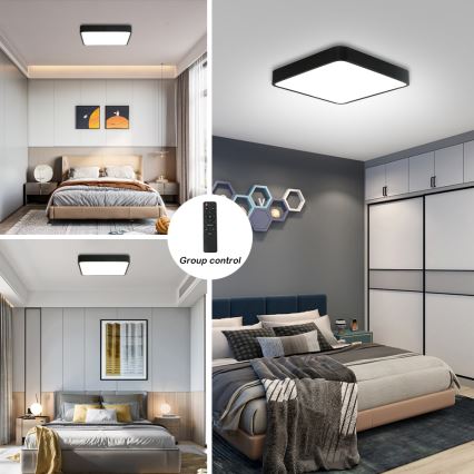 Brilagi - LED dimbare plafondlamp POOL LED/36W/230V 3000-6000K 40x40 cm zwart + afstandsbediening