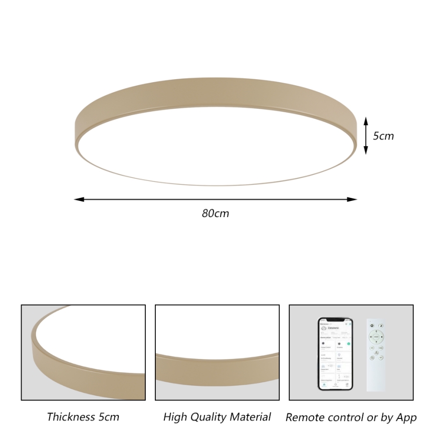Brilagi - LED dimbare plafondlamp POOL SMART LED/100W/230V 3000-6000K 80 cm beige Wi-Fi Tuya + afstandsbediening