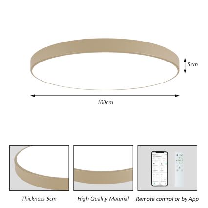 Brilagi - LED dimbare plafondlamp POOL SMART LED/128W/230V 3000-6000K 100 cm beige Wi-Fi Tuya + afstandsbediening