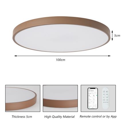Brilagi - LED dimbaar armatuur POOL SMART LED/128W/230V Ø 100 cm Wi-Fi Tuya + afstandsbediening bruin
