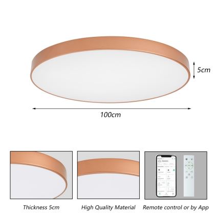 BRILAGI - Dimbare LED-plafondlamp POOL SMART LED/128W/230V 100 cm 3000-6000K Wi-Fi Tuya bronskleurig + met afstandsbediening