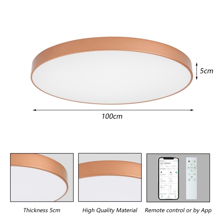 BRILAGI - Dimbare LED-plafondlamp POOL SMART LED/128W/230V 100 cm 3000-6000K Wi-Fi Tuya bronskleurig + met afstandsbediening