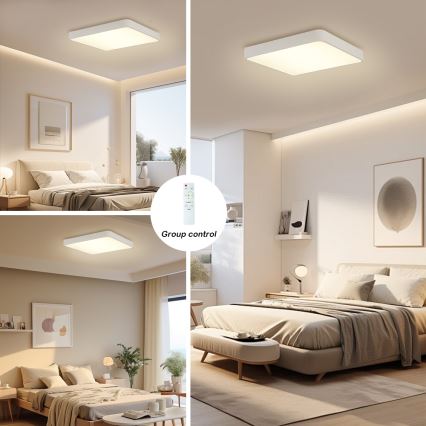 Brilagi - LED dimbare plafondlamp POOL SQUARE LED/36W/230V 3000-6000K 40x40 cm wit + afstandsbediening