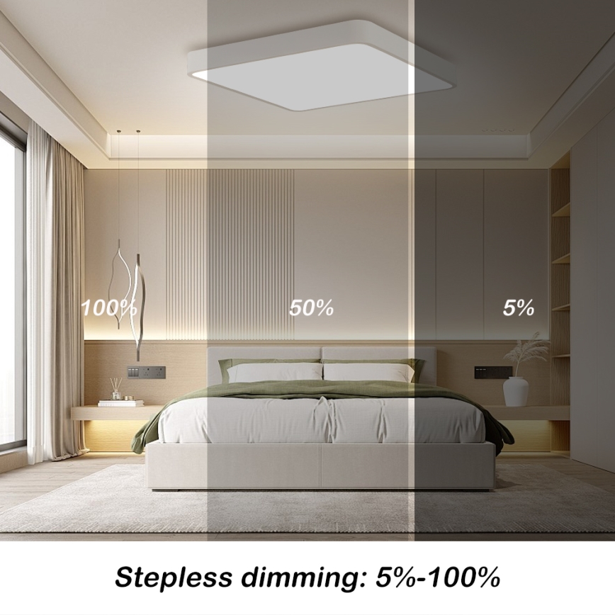 Brilagi - LED dimbare plafondlamp POOL SQUARE LED/36W/230V 3000-6000K 40x40 cm wit + afstandsbediening