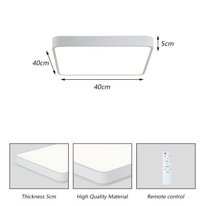 Brilagi - LED dimbare plafondlamp POOL SQUARE LED/36W/230V 3000-6000K 40x40 cm wit + afstandsbediening