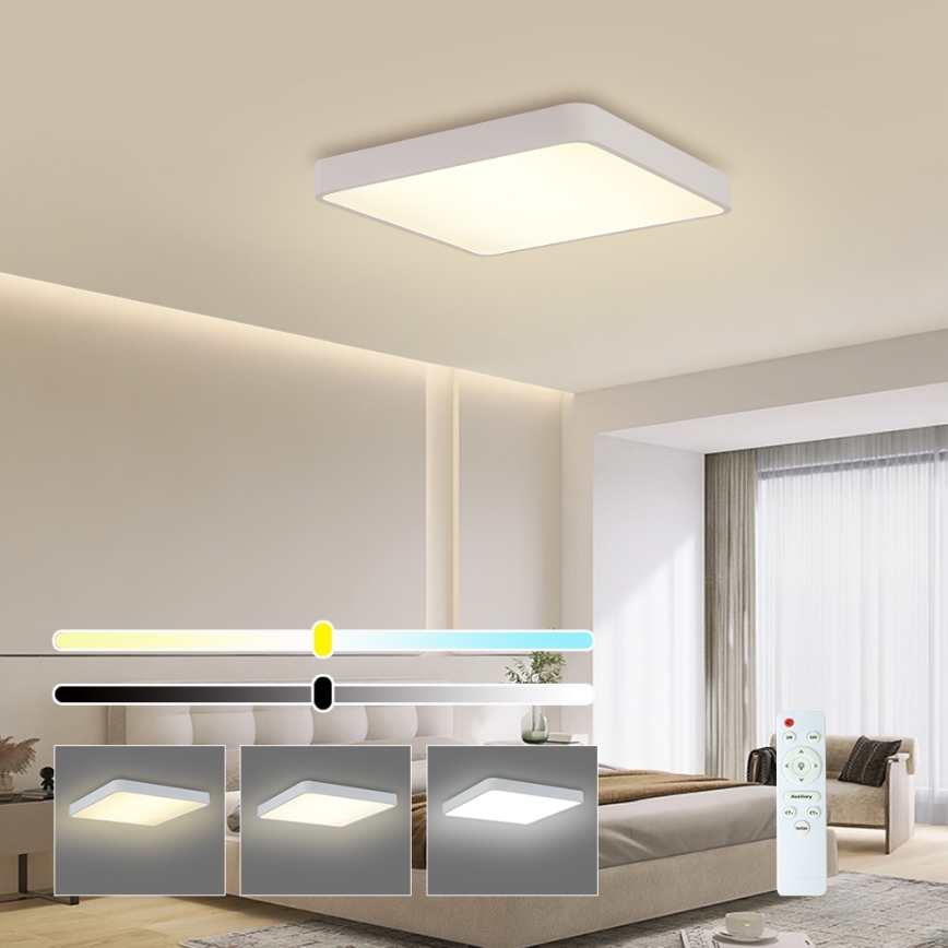 Brilagi - LED dimbare plafondlamp POOL SQUARE LED/48W/230V 3000-6000K 50x50 cm wit + afstandsbediening