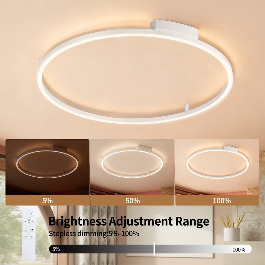Brilagi - LED-dimbare plafondlamp PORTOFINO LED/60W/230V 3000-6000K Ø 80 cm wit + afstandsbediening