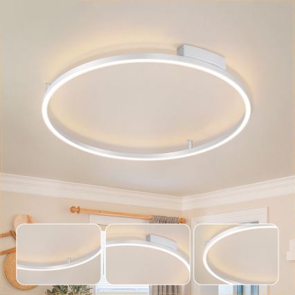 Brilagi - Dimbare LED-plafondlamp PORTOFINO LED/60W/230V 3000-6000K Ø 80 cm zilver + afstandsbediening