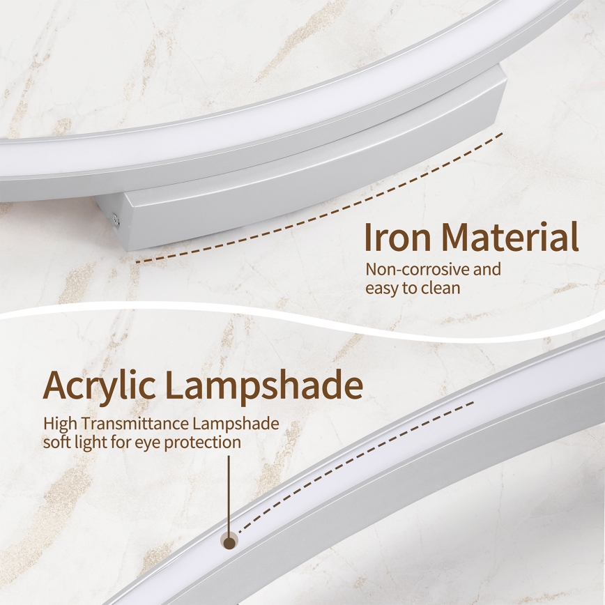 Brilagi - Dimbare LED-plafondlamp PORTOFINO LED/60W/230V 3000-6000K Ø 80 cm zilver + afstandsbediening