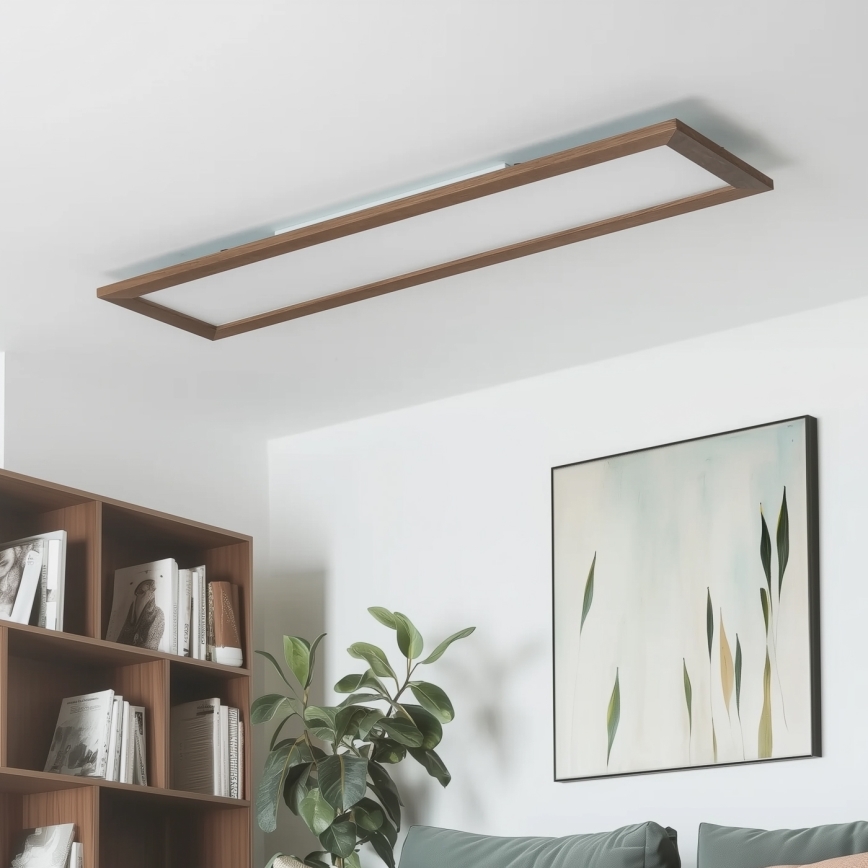 Brilagi - LED-dimbare plafondlamp SLIMFRAME WOOD LED/58W/230V 124 x 34 cm 3000-6000K donkerbruin + afstandsbediening