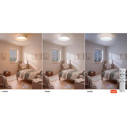 Brilagi - LED-dimbare plafondlamp VELVET SMARTIX STARS LED/24W/230V 3000-6000K Ø 45 cm wit/bloemen Wi-Fi Tuya Beacon + afstandsbediening