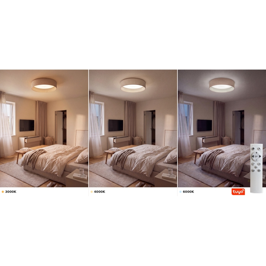 Brilagi - dimbare LED-plafondlamp VELVET SMARTIX LED/24W/230V 3000-6000K Ø 45 cm beige Wi-Fi Tuya Beacon + afstandsbediening