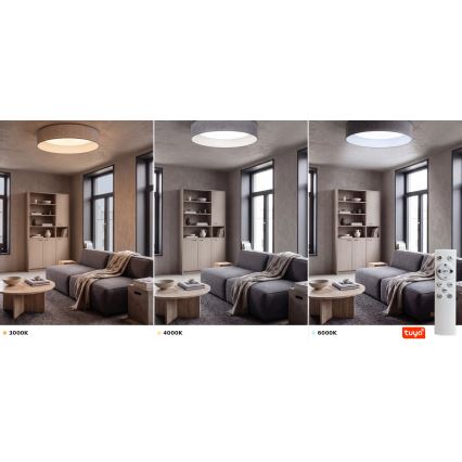 Brilagi - LED dimbare plafondlamp VELVET SMARTIX LED/36W/230V 3000-6000K Ø 55 cm grijs Wi‑Fi Tuya Beacon + afstandsbediening