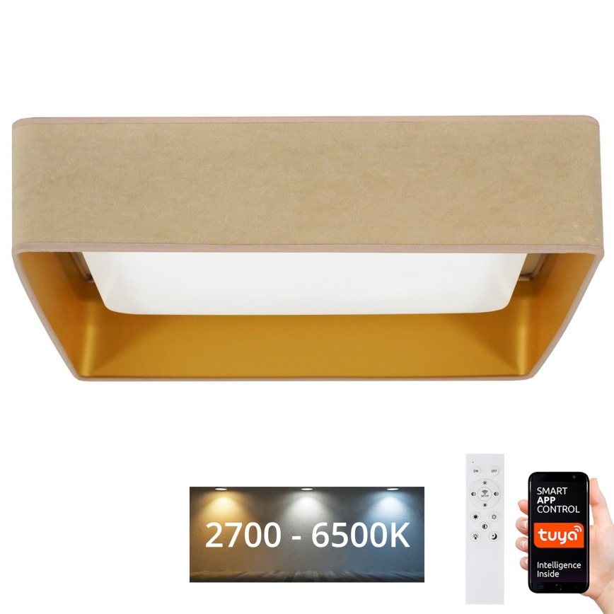 Brilagi - Dimbare LED-plafondlamp VELVET SQUARE SMART LED/36W/230V 60x60 cm 2700-6500K Wi-Fi Tuya + afstandsbediening beige