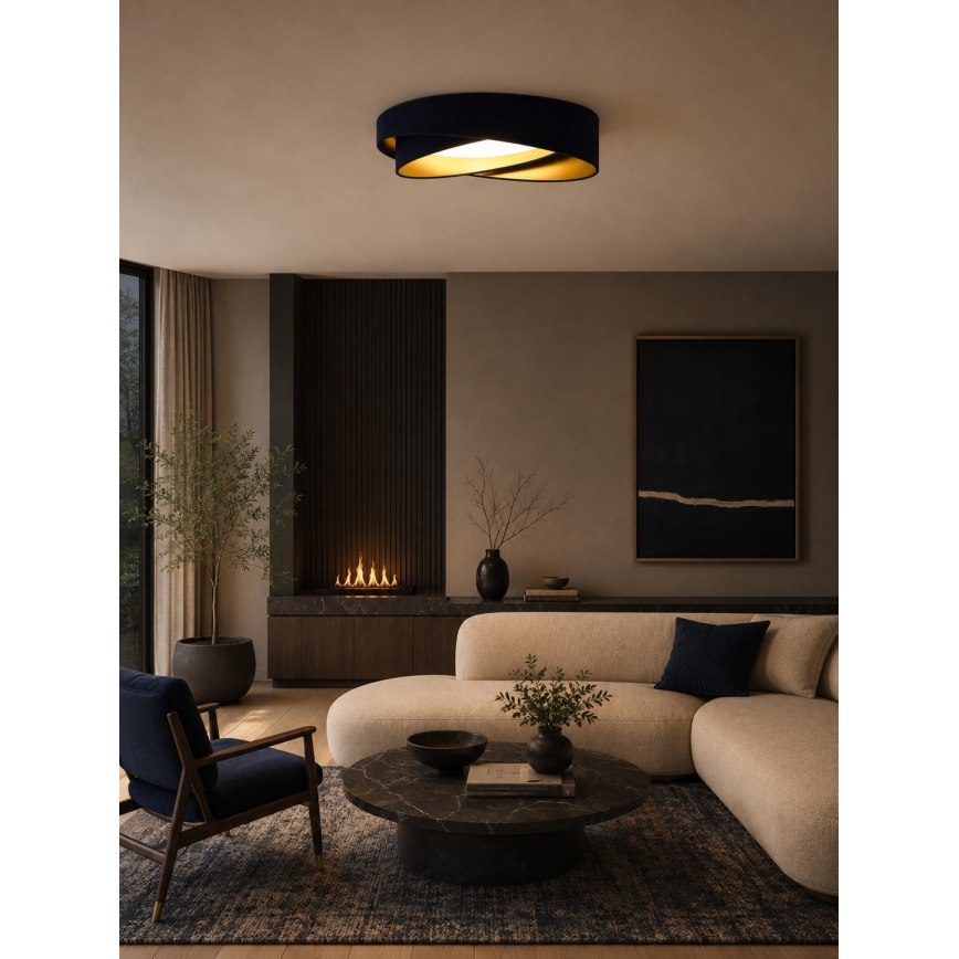 BRILAGI - dimbare LED-plafondlamp VELVET TWIST LED/36W/230V 3000-6000K Ø 65 cm Wi-Fi Tuya Beacon blauw/goud + afstandsbediening