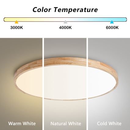 Brilagi - dimbare LED-plafondlamp WOODLINE LED/100W/230V 3000-6000K eik Ø 80 cm + afstandsbediening