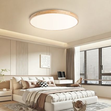 Brilagi - dimbare LED-plafondlamp WOODLINE LED/100W/230V 3000-6000K eik Ø 80 cm + afstandsbediening