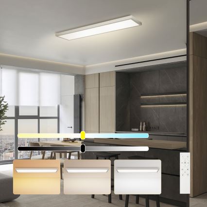 Brilagi - LED dimbare plafondlamp voor de badkamer FRAME SMART LED/50W/230V 120x30 cm 3000-6000K IP44 zilver + afstandsbediening