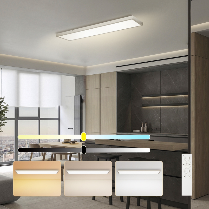 Brilagi - LED dimbare plafondlamp voor de badkamer FRAME SMART LED/50W/230V 120x30 cm 3000-6000K IP44 zilver + afstandsbediening