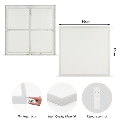 Brilagi - LED dimbare badkamerplafondlamp FRAME SMART LED/50W/230V 60x60 cm 3000-6000K IP44 zilverkleurig + afstandsbediening