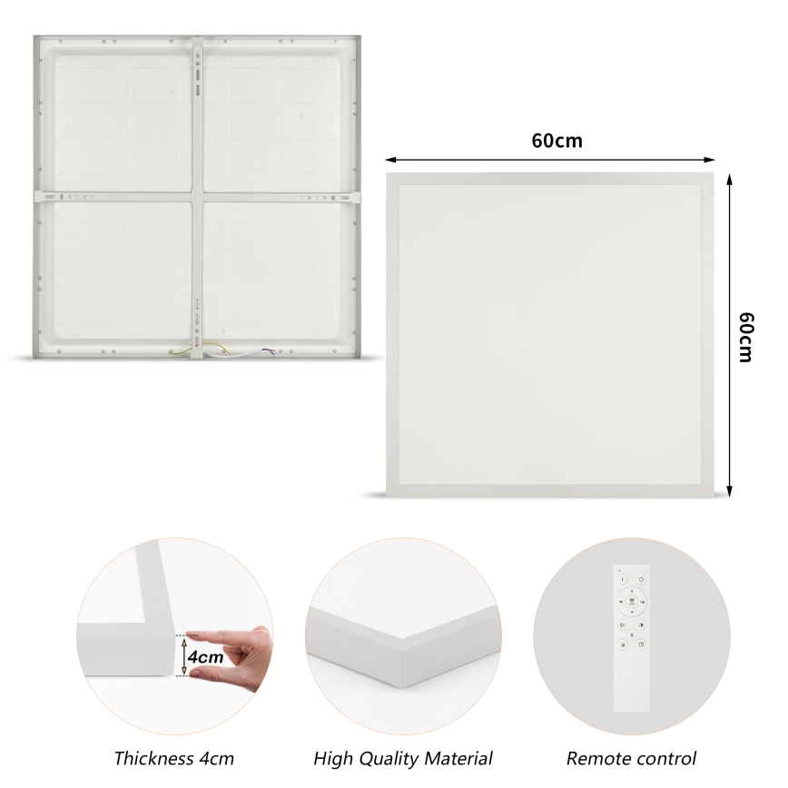 Brilagi - LED dimbare badkamerplafondlamp FRAME SMART LED/50W/230V 60x60 cm 3000-6000K IP44 zilverkleurig + afstandsbediening