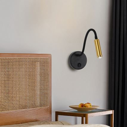 Brilagi - LED Dimbaar flexibel wand lamp MAYA 1xG9/4W/230V zwart/goud 2700-6500K Wi-Fi Tuya