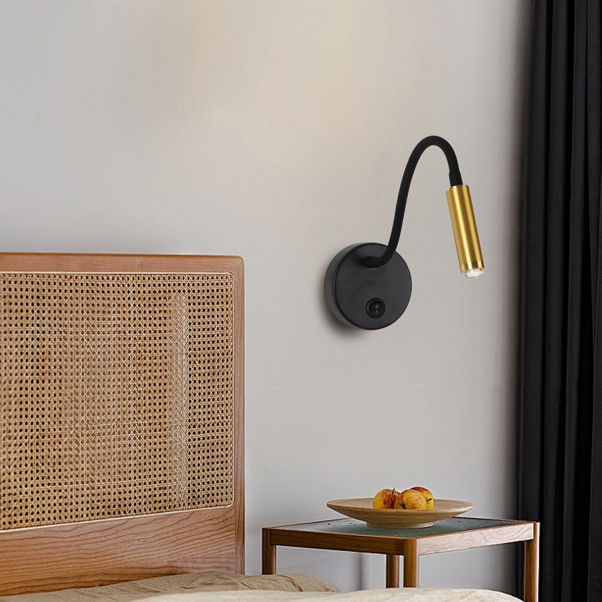 Brilagi - LED Dimbaar flexibel wand lamp MAYA 1xG9/4W/230V zwart/goud 2700-6500K Wi-Fi Tuya