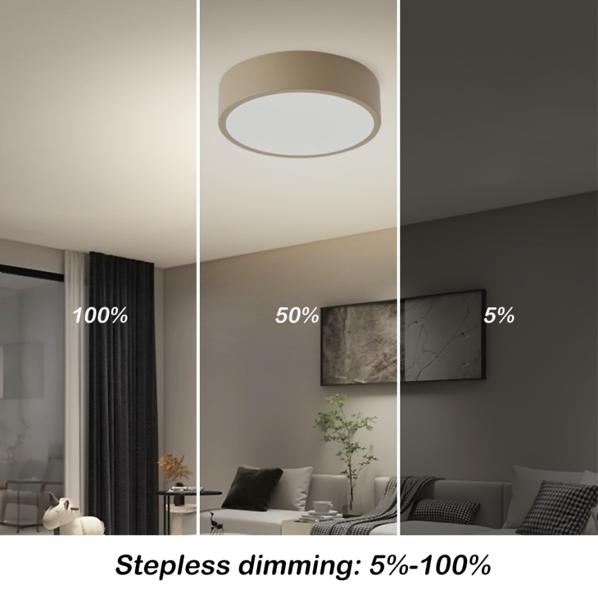 Brilagi - LED dimbare plafondlamp POOL LED/18W/230V 3000-6000K 20 cm beige + afstandsbediening